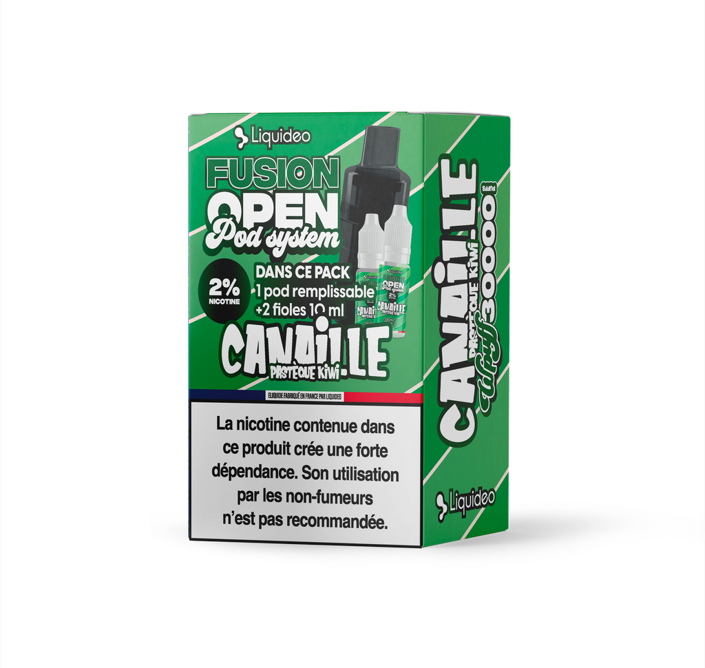 Fusion Open Pod System - Canaille Pastèque kiwi - 1 pod remplissable + 2 fioles 10ml 2% x5