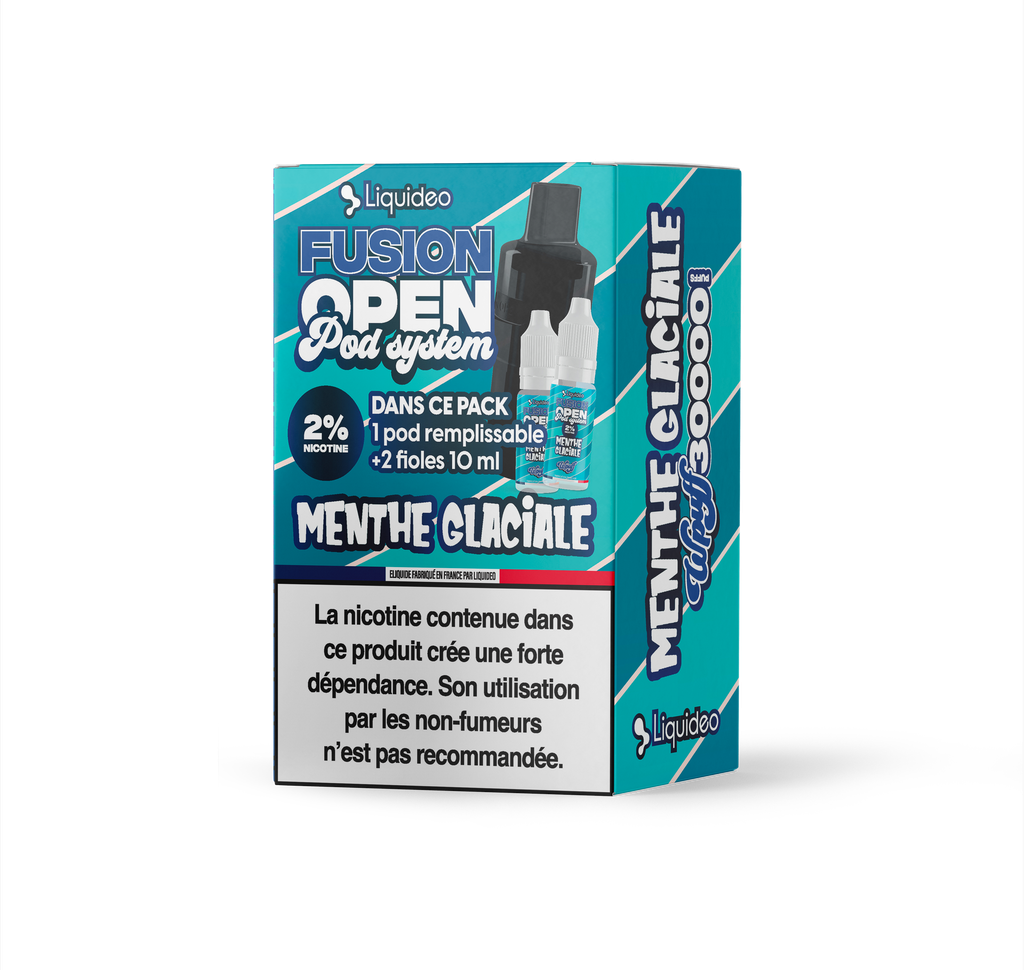 Fusion Open Pod System - Menthe Glaciale - 1 pod remplissable + 2 fioles 10ml 2% x5